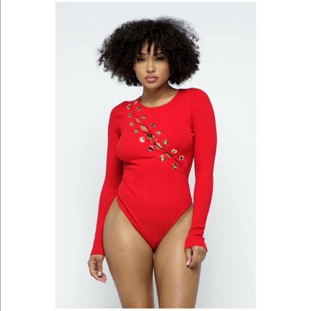 Grommet tie up bodysuit
